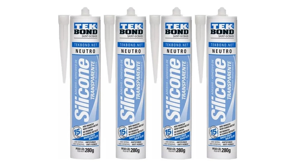 SILICONA NEUTRA TRANSPARENTE 280g CARTUCHO TEKBOND ANTIHONGO